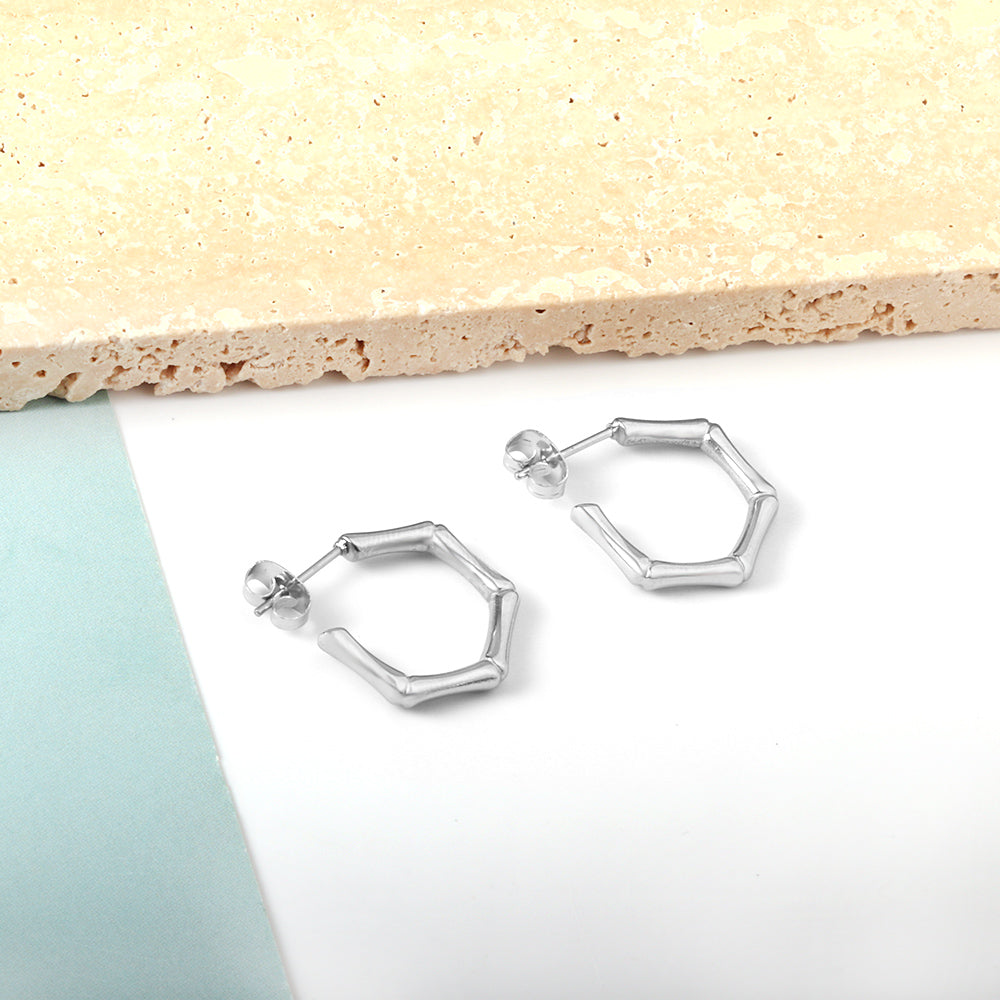 Milena Bamboo Hoops -Silver