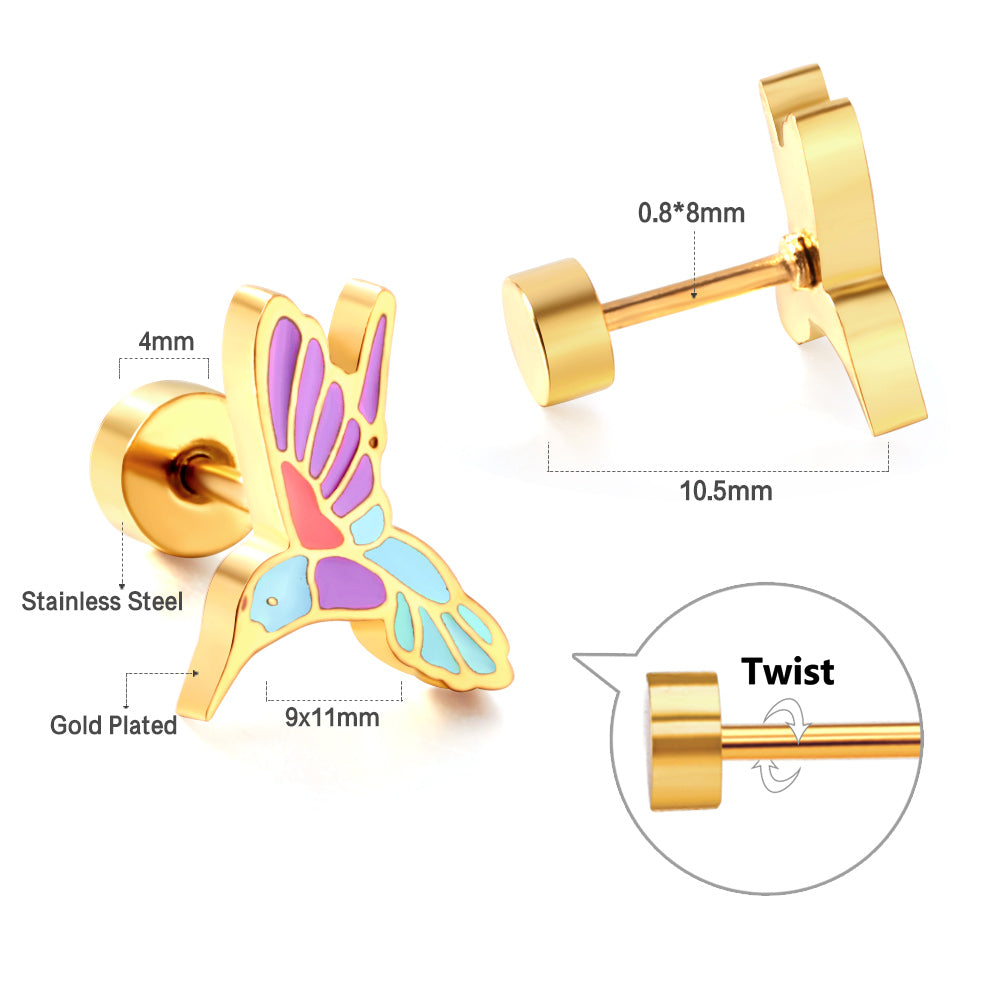 Alice Humming Bird Flat Back Studs
