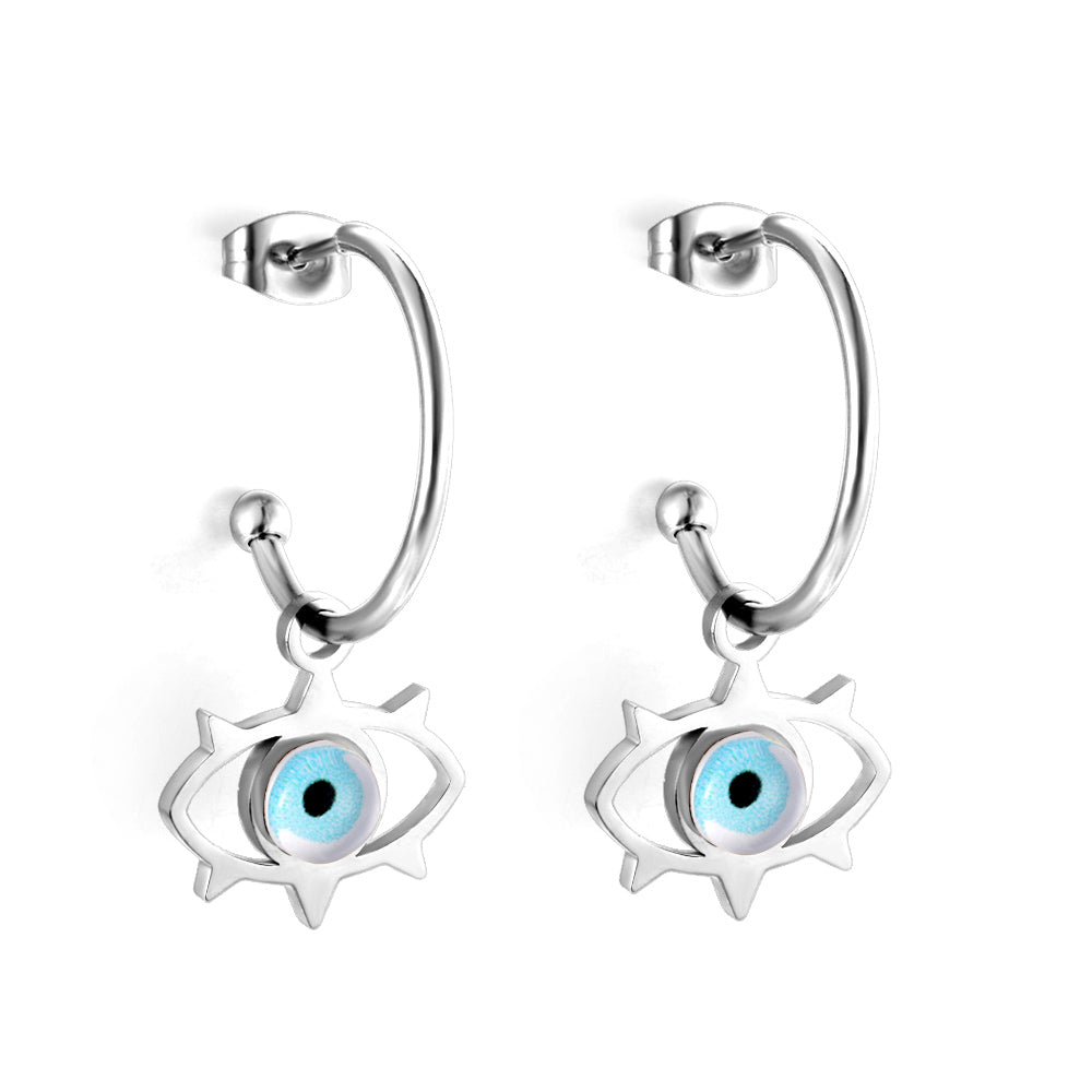 Marcela Blue Evil Eye Hoops