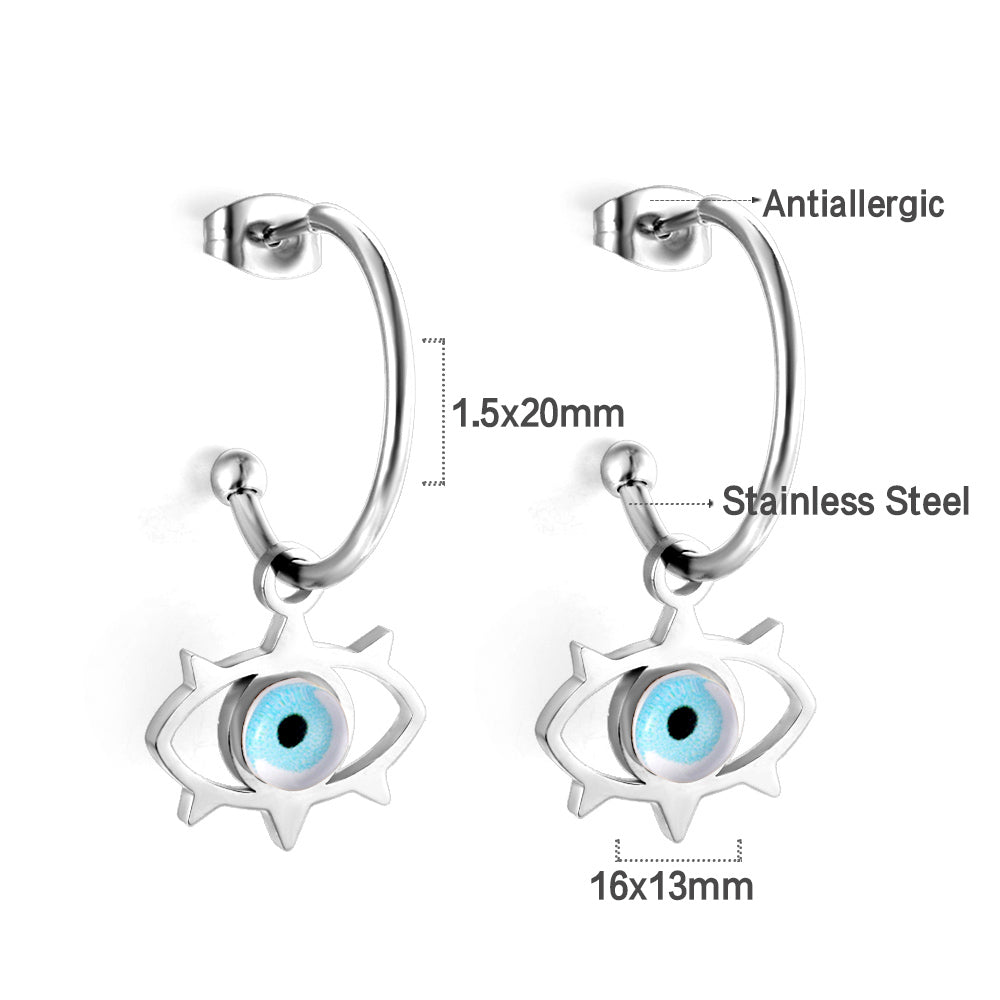 Marcela Blue Evil Eye Hoops