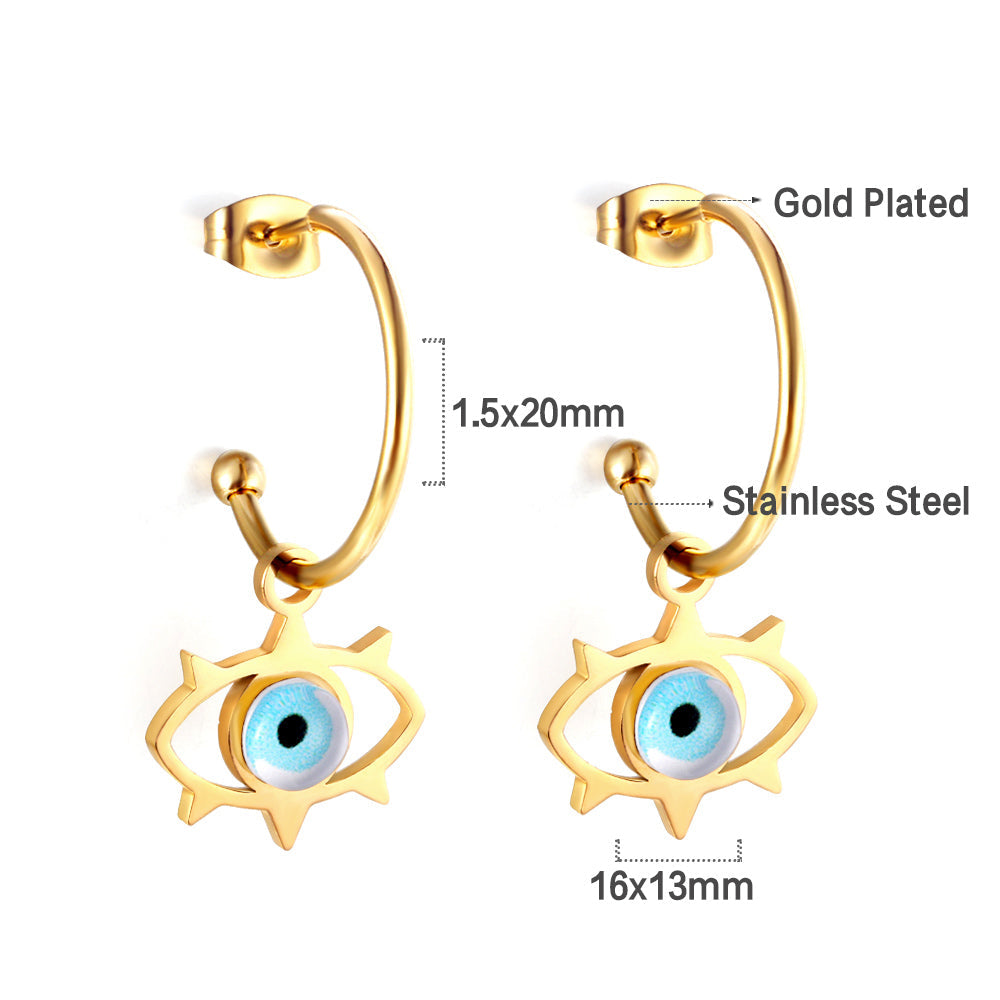 Marcela Blue Evil Eye Hoops