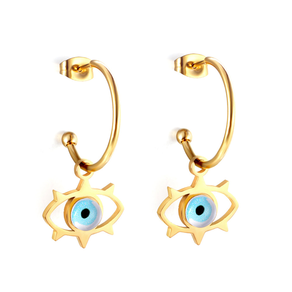Marcela Blue Evil Eye Hoops