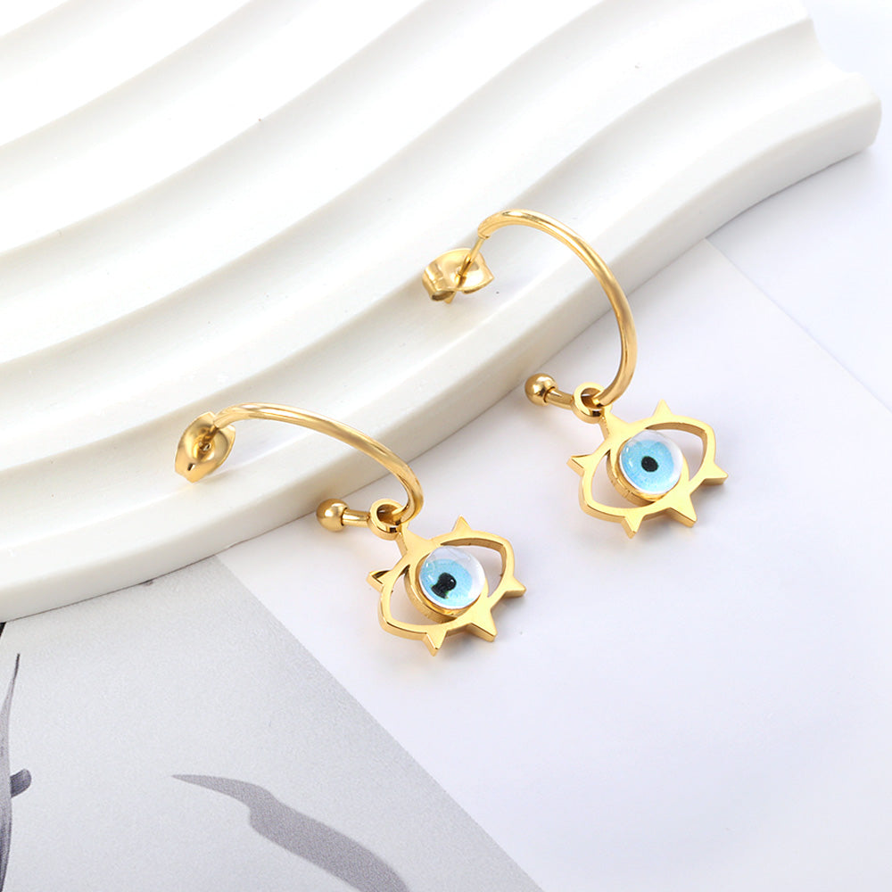 Marcela Blue Evil Eye Hoops