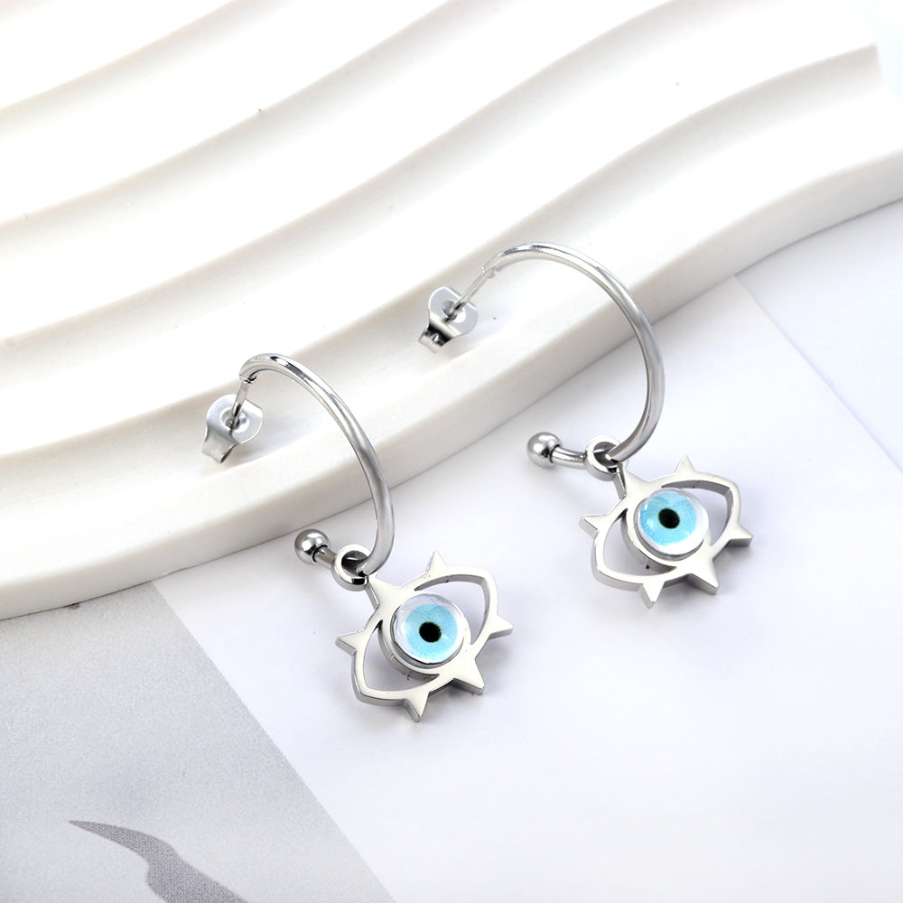 Marcela Blue Evil Eye Hoops