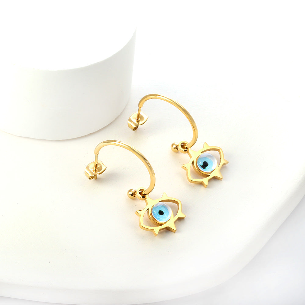 Marcela Blue Evil Eye Hoops