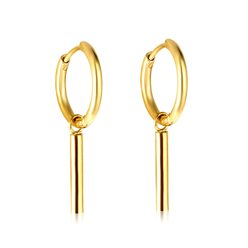 Maíra Long Bar Huggie Hoops -Gold