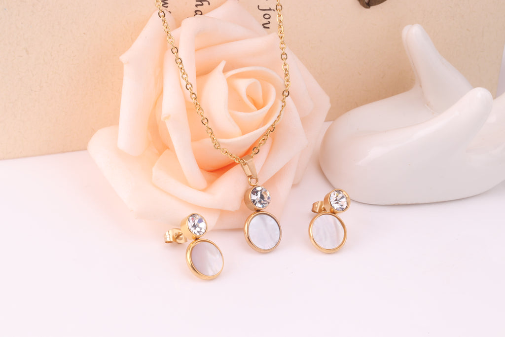 Bella Round Pink Enamel Set with CZ Accent | Buy Set or Individual