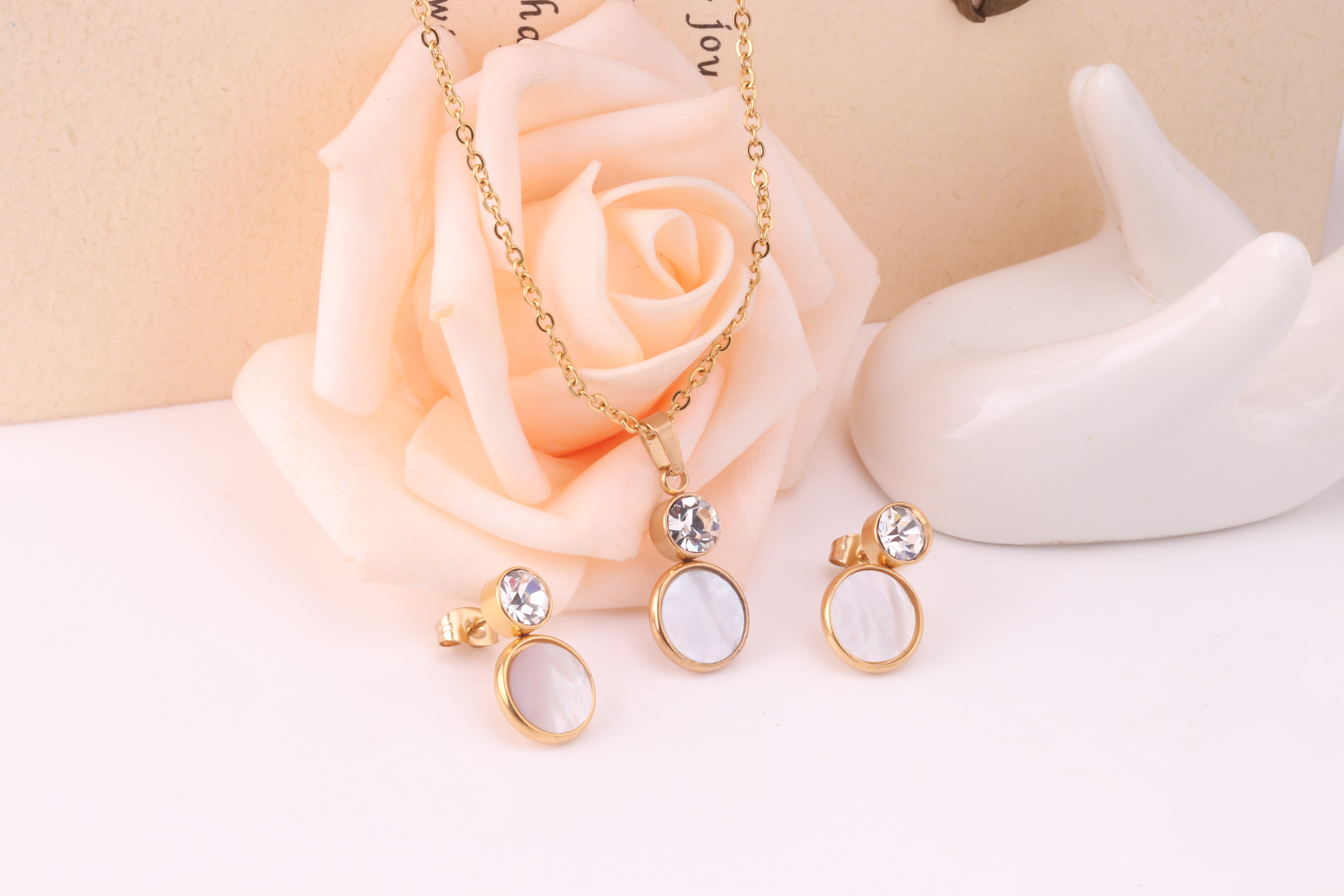 Bella Round Pink Enamel Set with CZ Accent | Buy Set or Individual