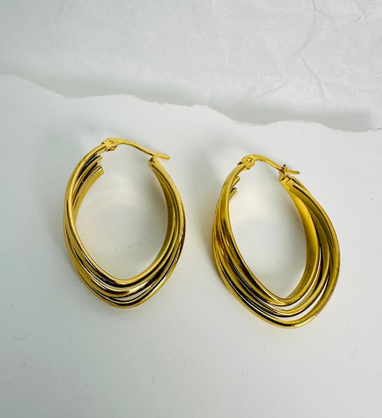 Roma Twisted Hoops | Waterproof 18K Gold