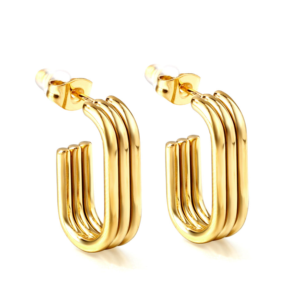 Lana Triple Row U Shape Hoops -Gold