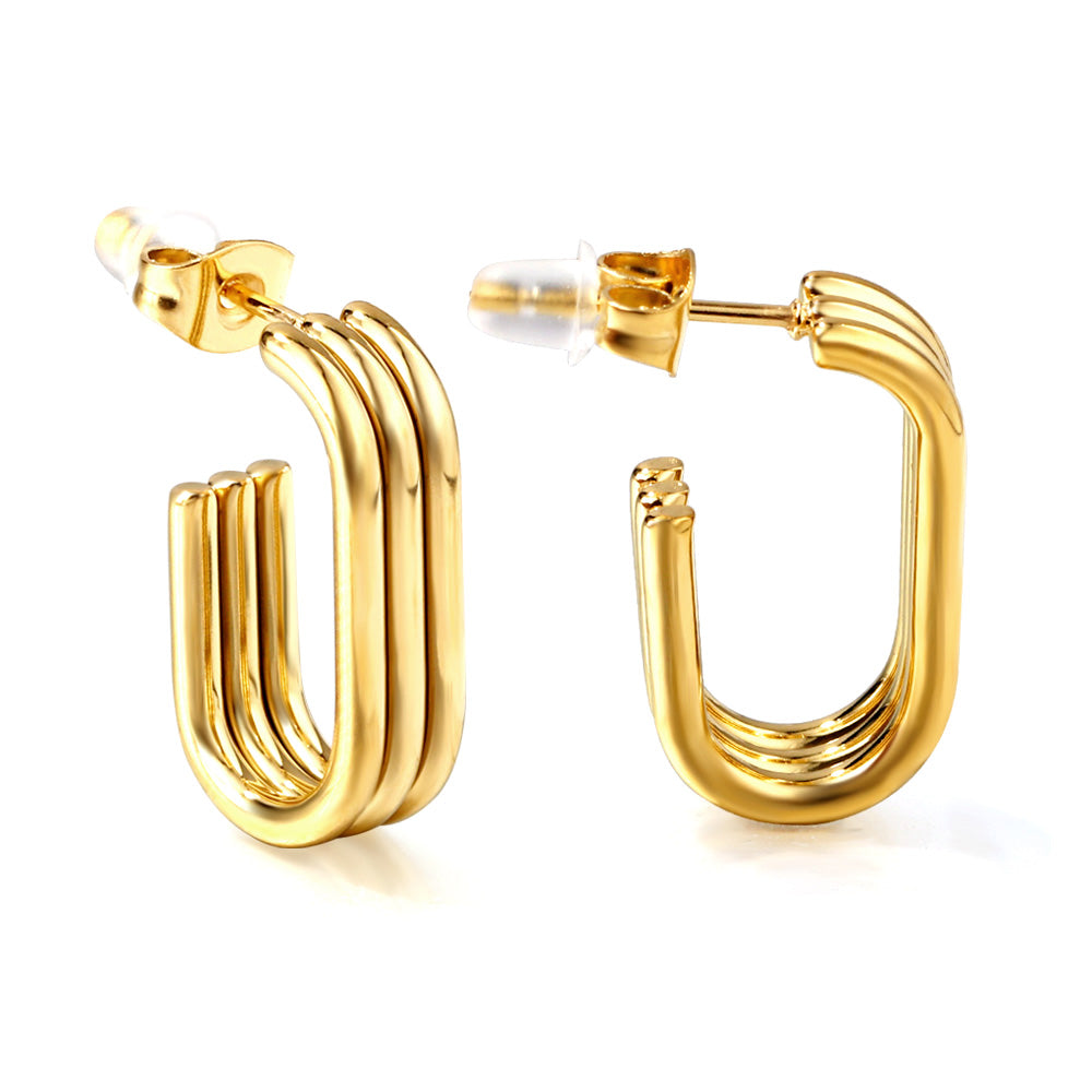 Lana Triple Row U Shape Hoops -Gold