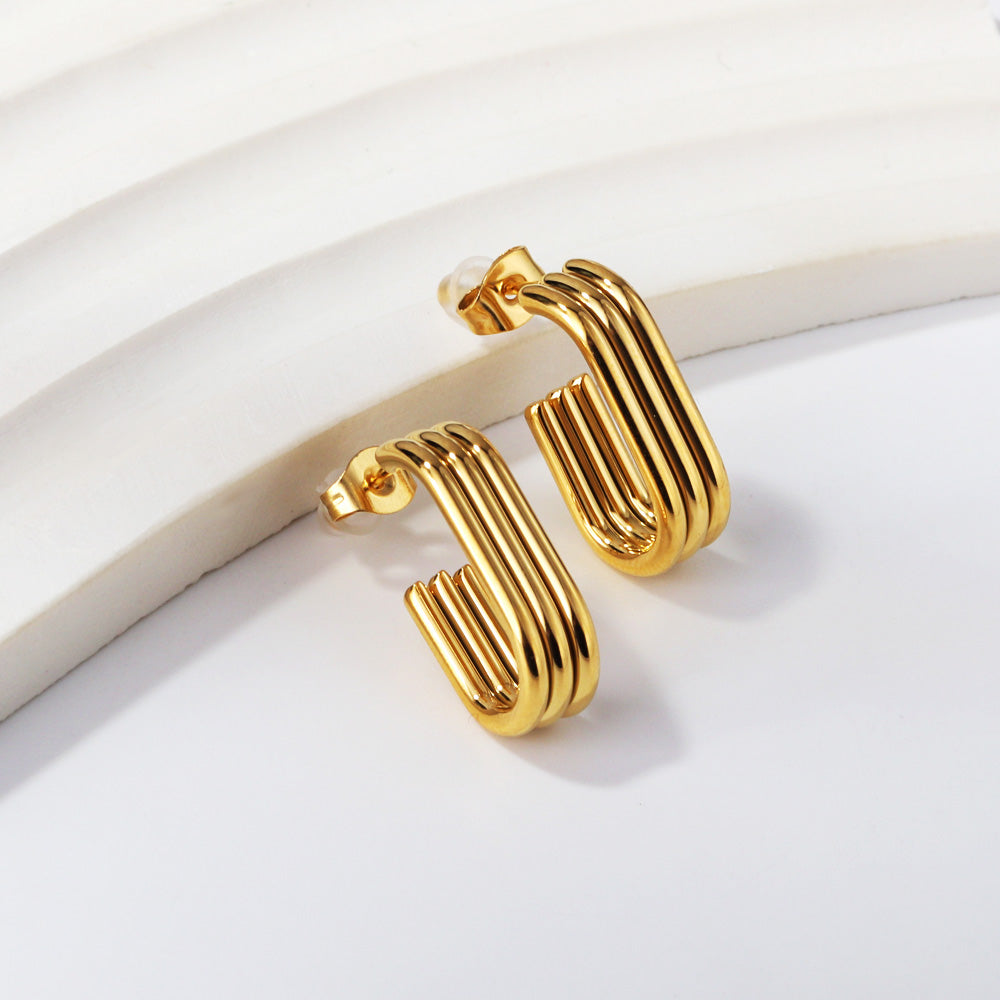 Lana Triple Row U Shape Hoops -Gold