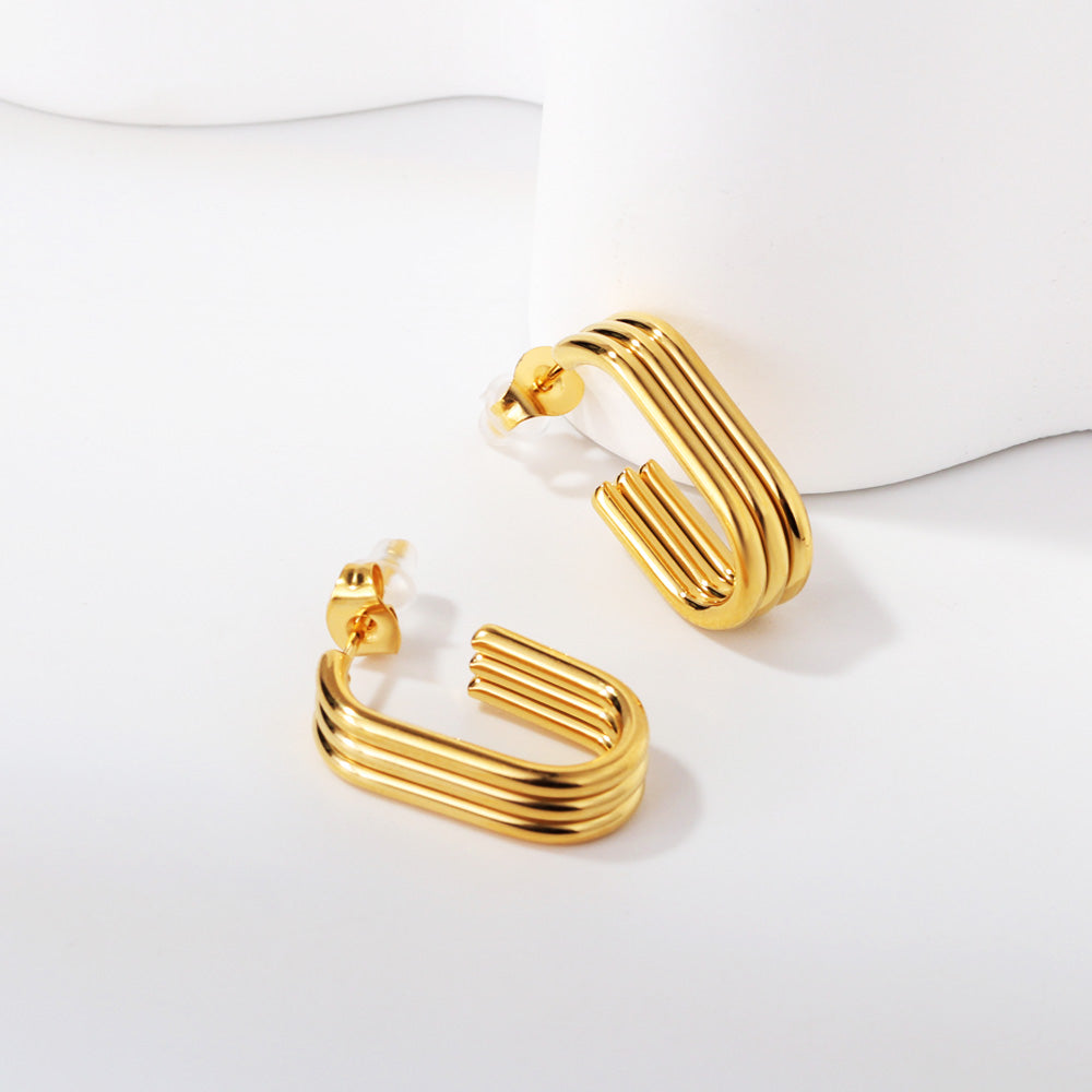 Lana Triple Row U Shape Hoops -Gold
