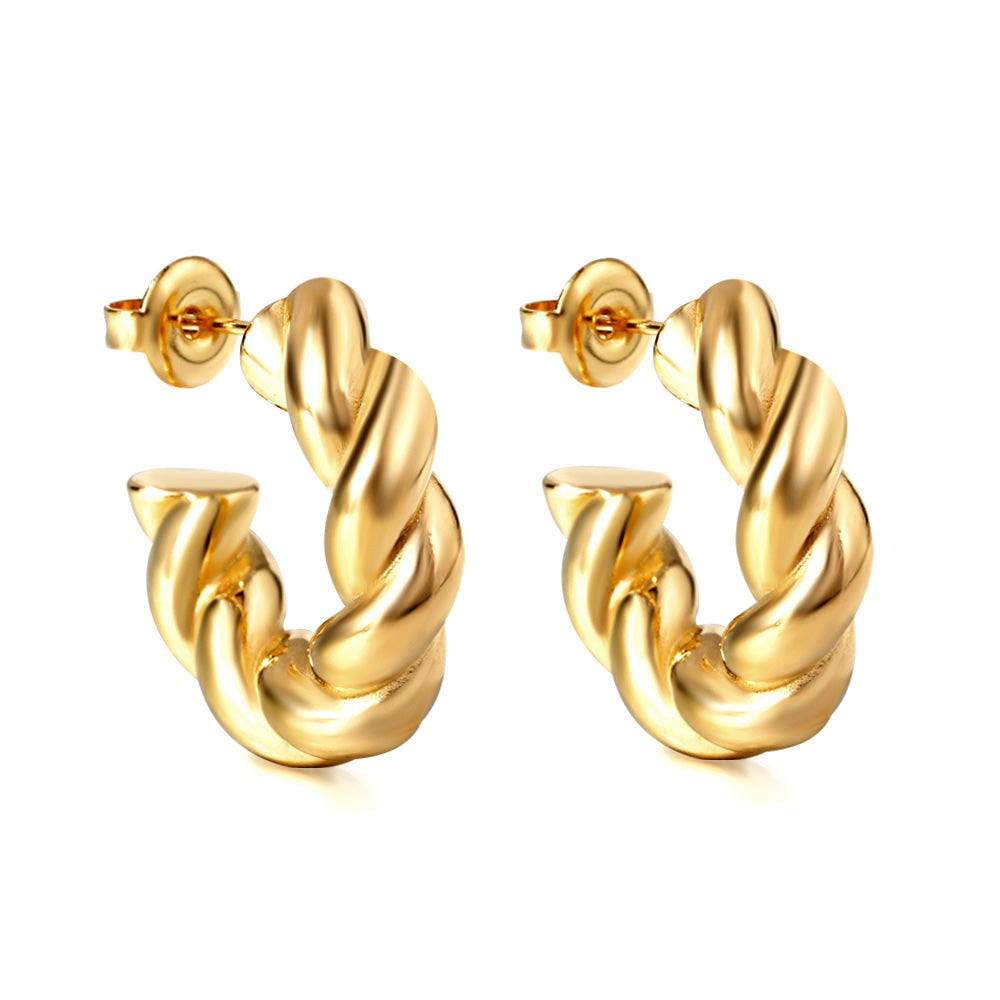 Leda Twisted	Hoops -Gold