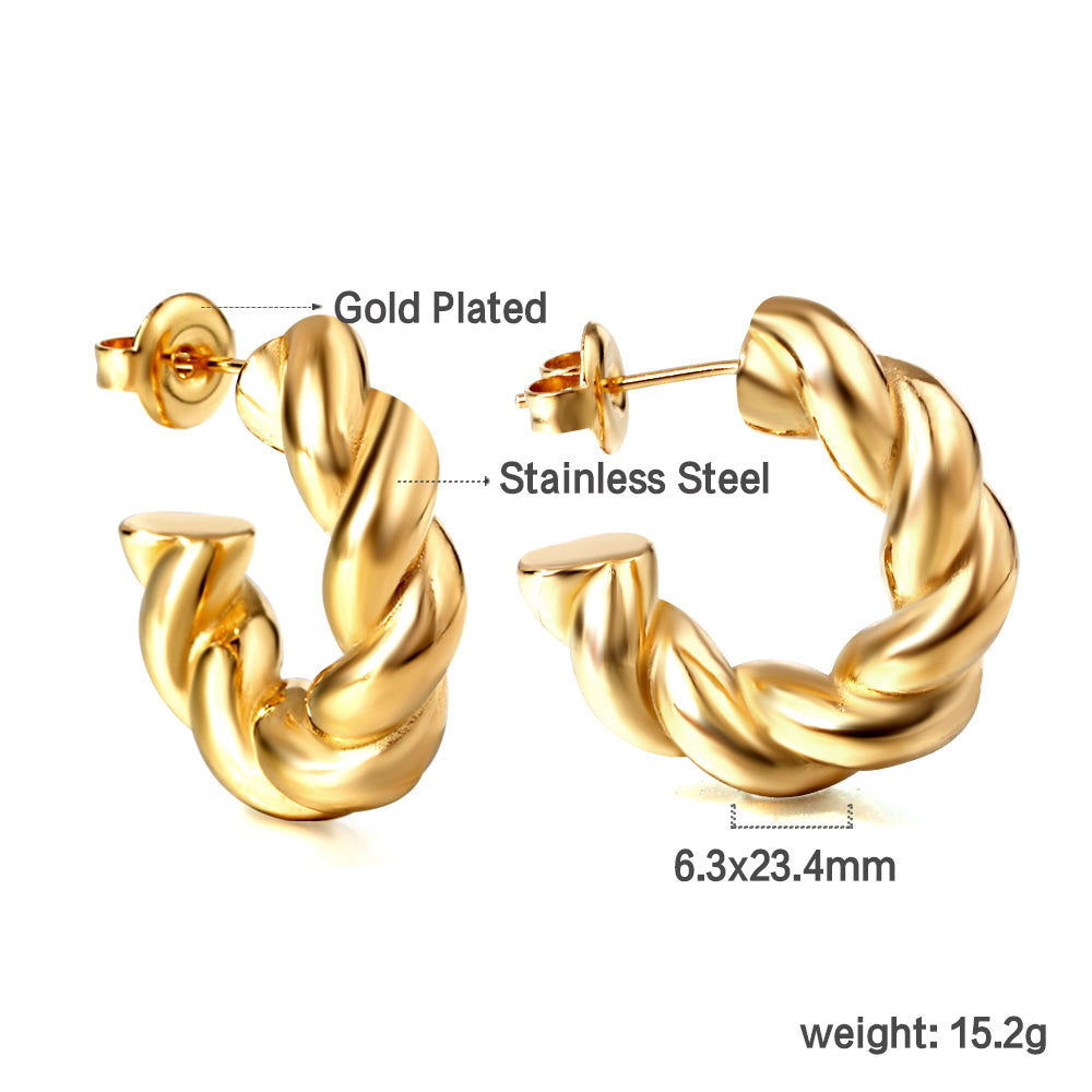 Leda Twisted	Hoops -Gold