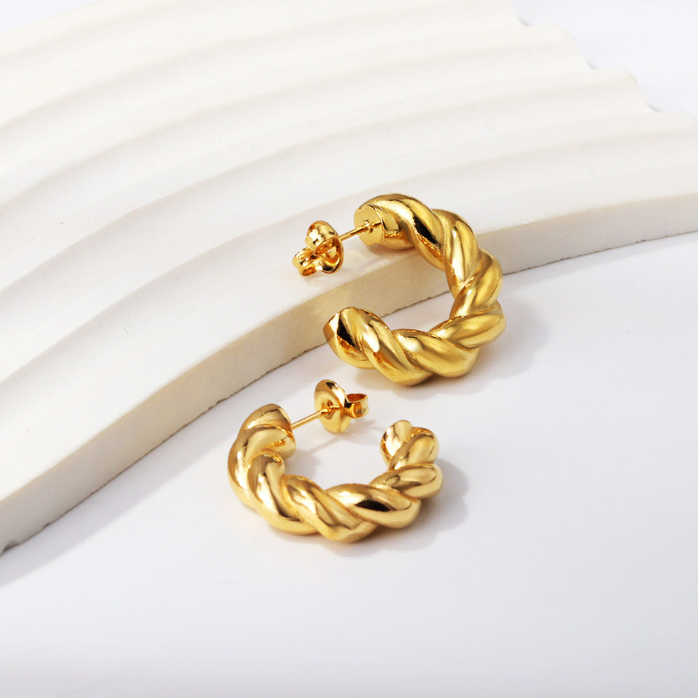 Leda Twisted	Hoops -Gold