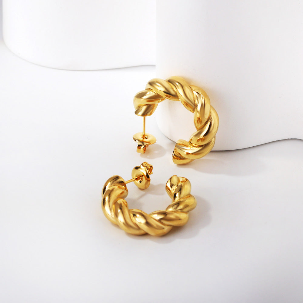 Leda Twisted	Hoops -Gold