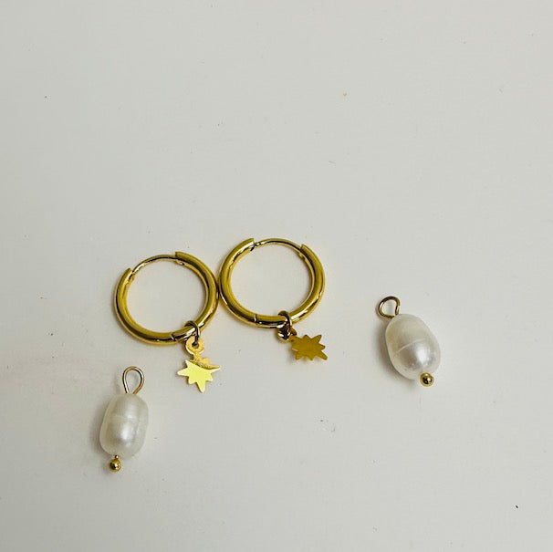 Raina Freshwater Pearl Hoops | Waterproof 18K Gold