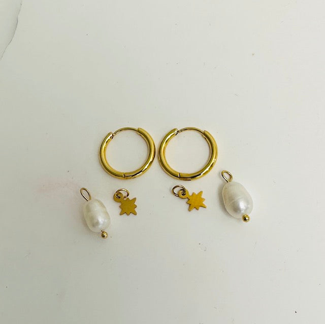 Raina Freshwater Pearl Hoops | Waterproof 18K Gold