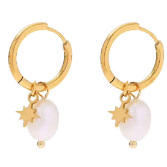 Raina Freshwater Pearl Hoops | Waterproof 18K Gold