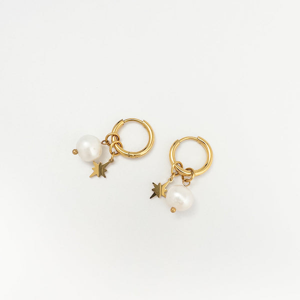 Raina Freshwater Pearl Hoops | Waterproof 18K Gold