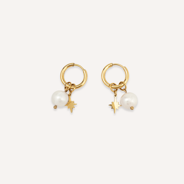 Raina Freshwater Pearl Hoops | Waterproof 18K Gold
