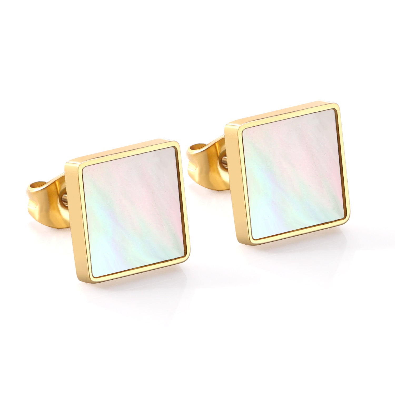 Ivana Square Pearl inlay Studs