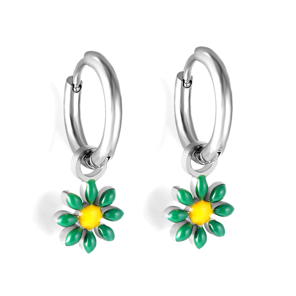 Melina Green Flower Hoops