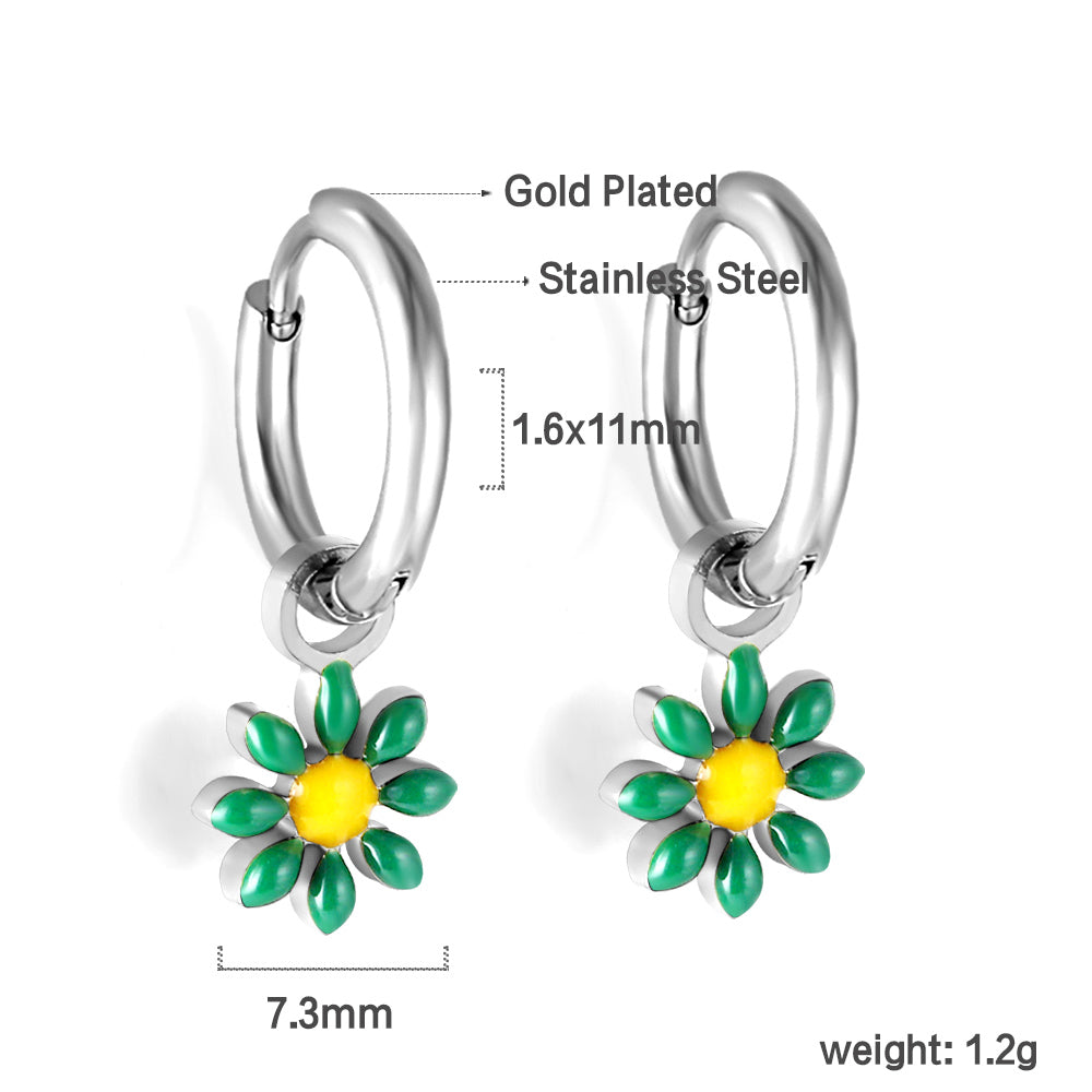Melina Green Flower Hoops