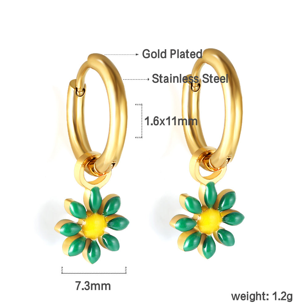 Melina Green Flower Hoops