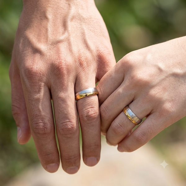 Lydia Two Tone Band Ring | Waterproof 18K Gold