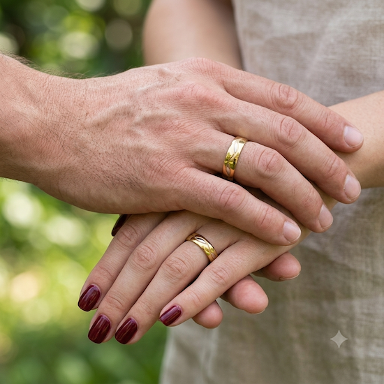Luna Two Tone Band Ring | Waterproof 18K Gold