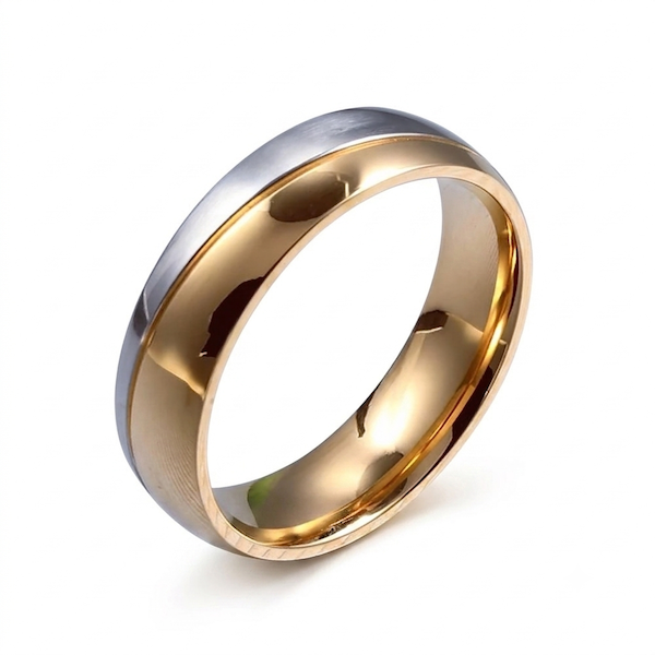 Lydia Two Tone Band Ring | Waterproof 18K Gold
