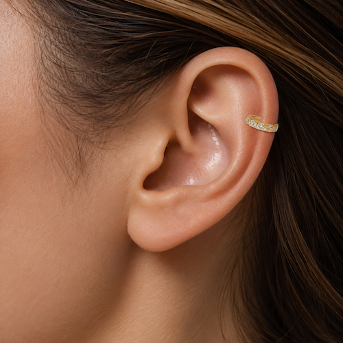 Jaban Crystal Helix Hoops Gold- Single