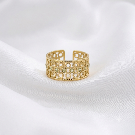 Kennedie Turquoise Blue Resizable Ring | Waterproof 18K Gold