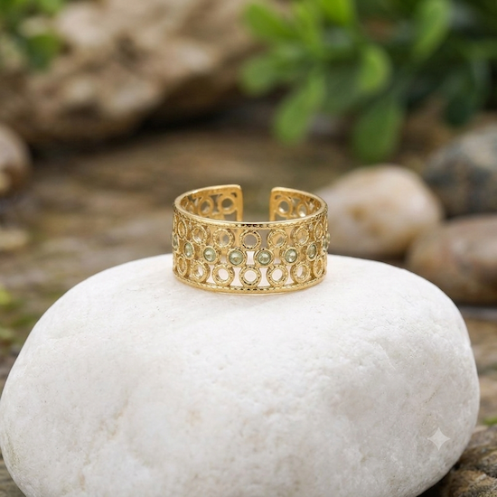 Kennedie Turquoise Blue Resizable Ring | Waterproof 18K Gold