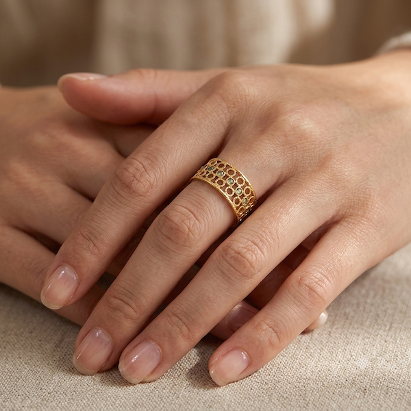 Kennedie Turquoise Blue Resizable Ring | Waterproof 18K Gold