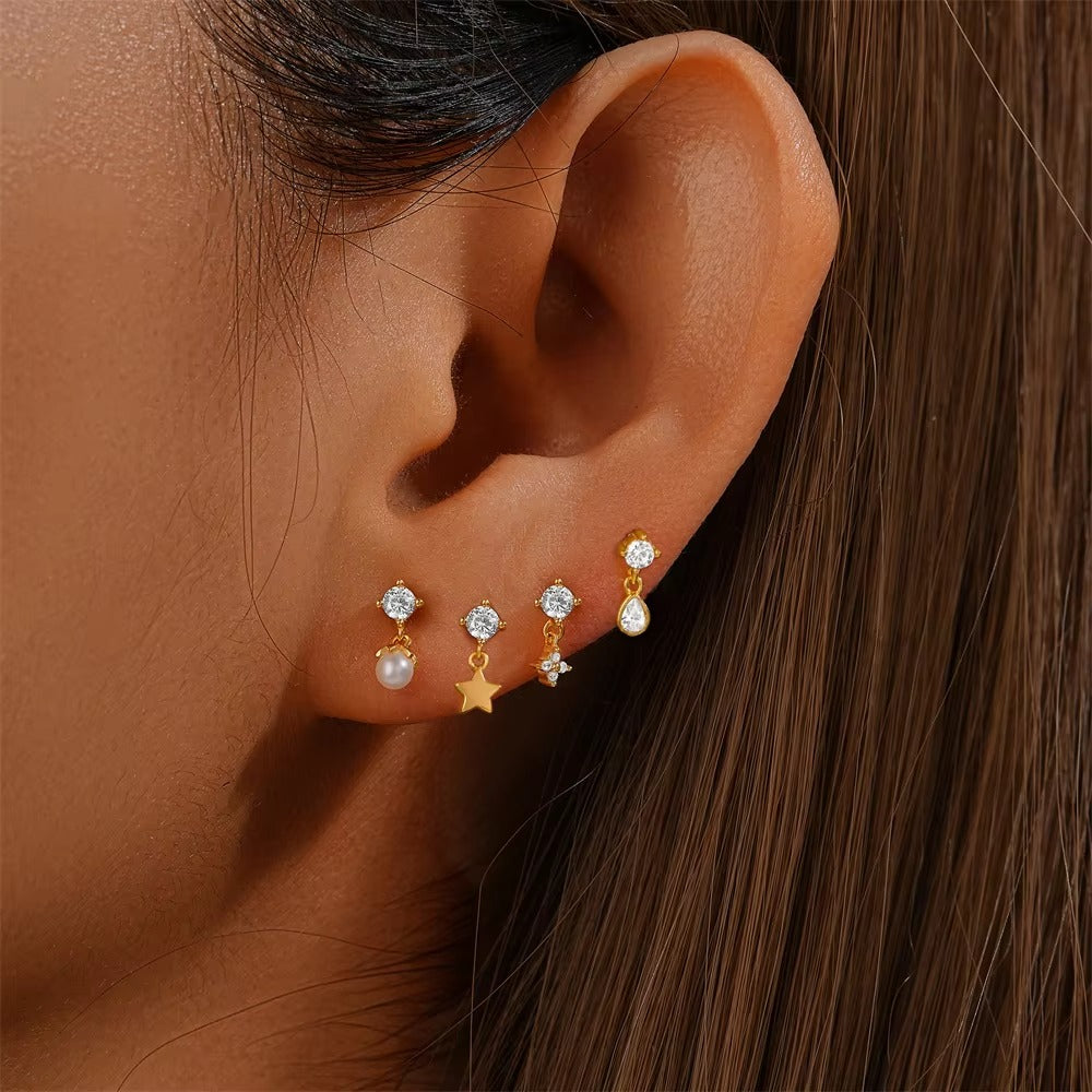 Solis Crystal Screw Back Studs with Drop Earrings