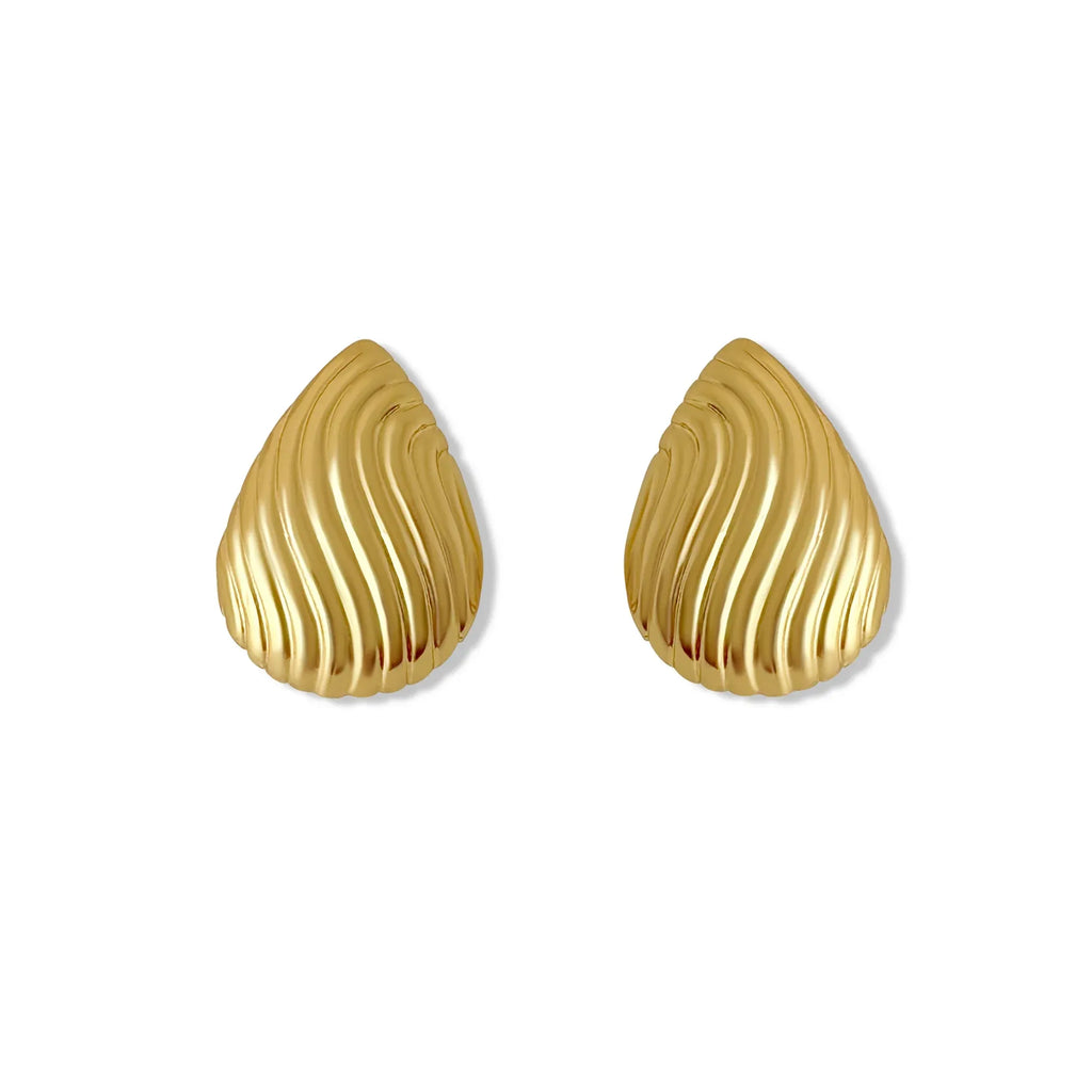 Lanus Textured Heart Stud Earrings | Waterproof 18k Gold