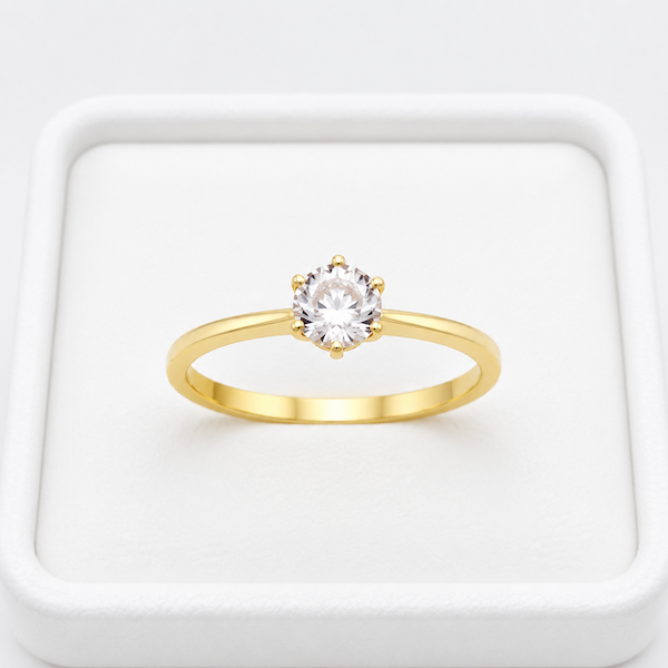 Leela CZ Solitaire Ring | Waterproof 18K Gold