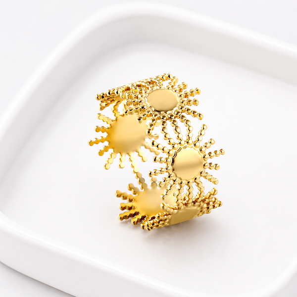 Lennon Sun Adjustable Ring | Waterproof 18K Gold
