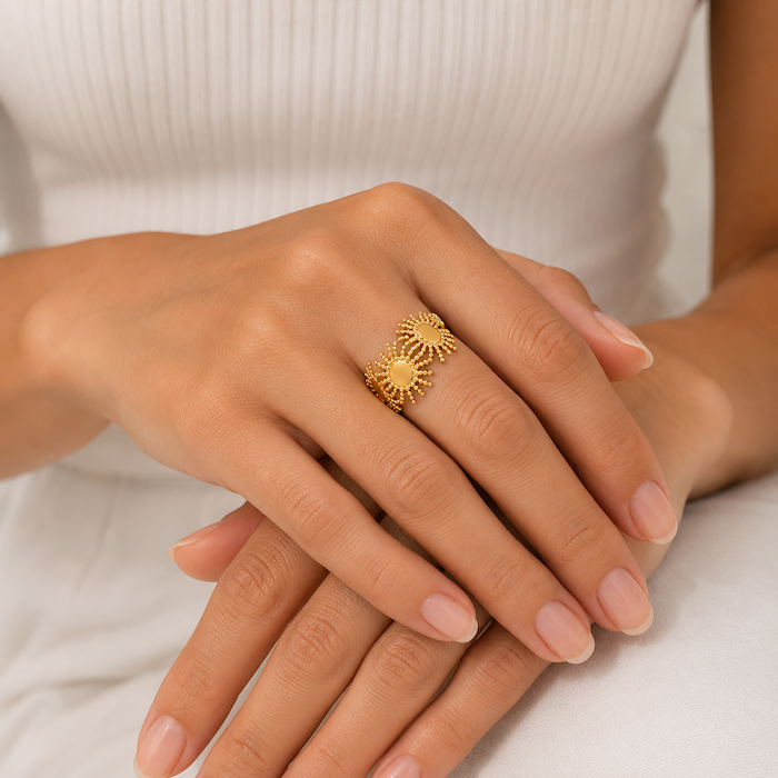Lennon Sun Adjustable Ring | Waterproof 18K Gold