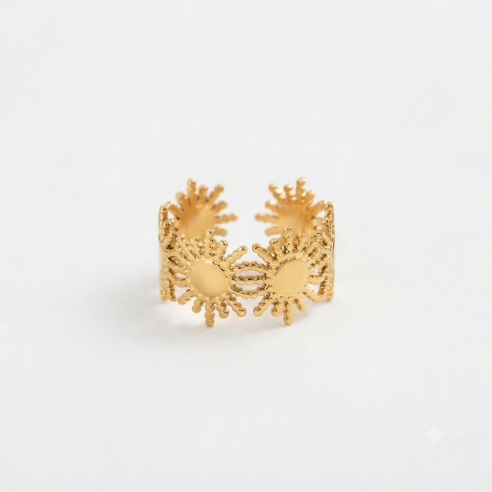 Lennon Sun Adjustable Ring | Waterproof 18K Gold