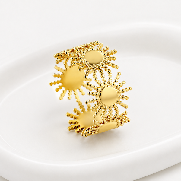 Lennon Sun Adjustable Ring | Waterproof 18K Gold