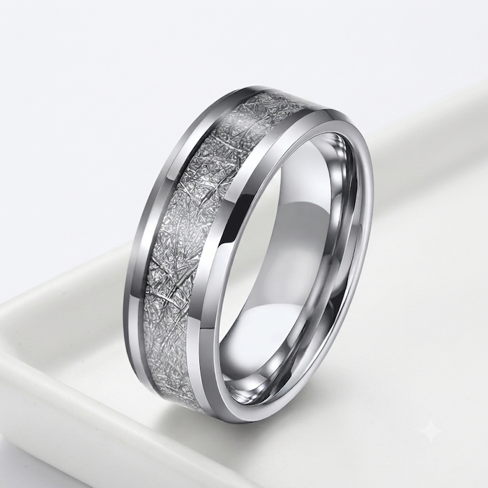 Lenox Textured Band Ring | Waterproof Silver Steel