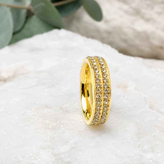Liah 2 Row Jewelled Band Ring | Waterproof 18K Gold