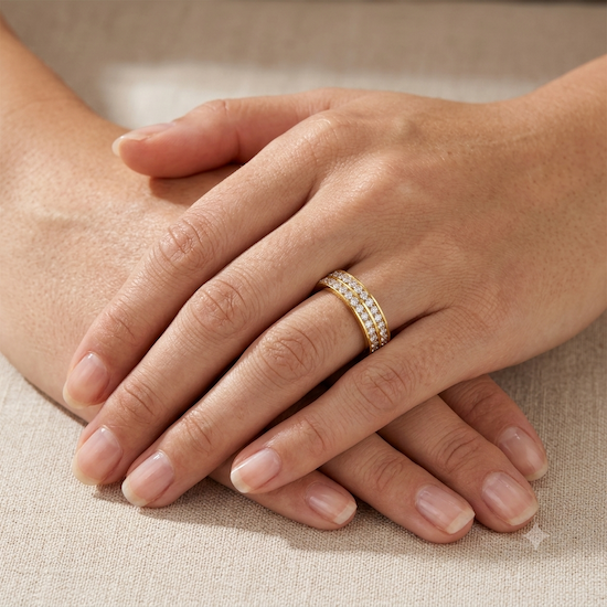 Liah 2 Row Jewelled Band Ring | Waterproof 18K Gold