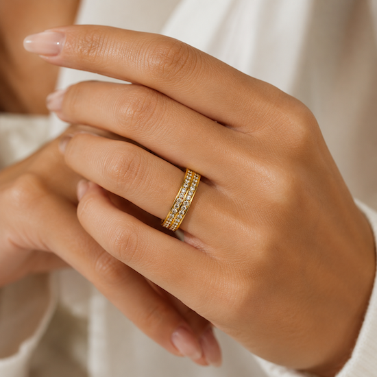 Liah 2 Row Jewelled Band Ring | Waterproof 18K Gold