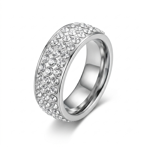 Lillian Jewelled Band Ring | Waterproof Silver