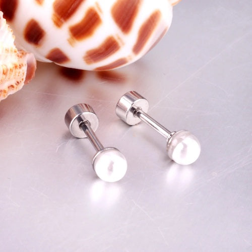 Lora White Pearl Flat Back Studs 4MM | Waterproof 18k Gold & Silver